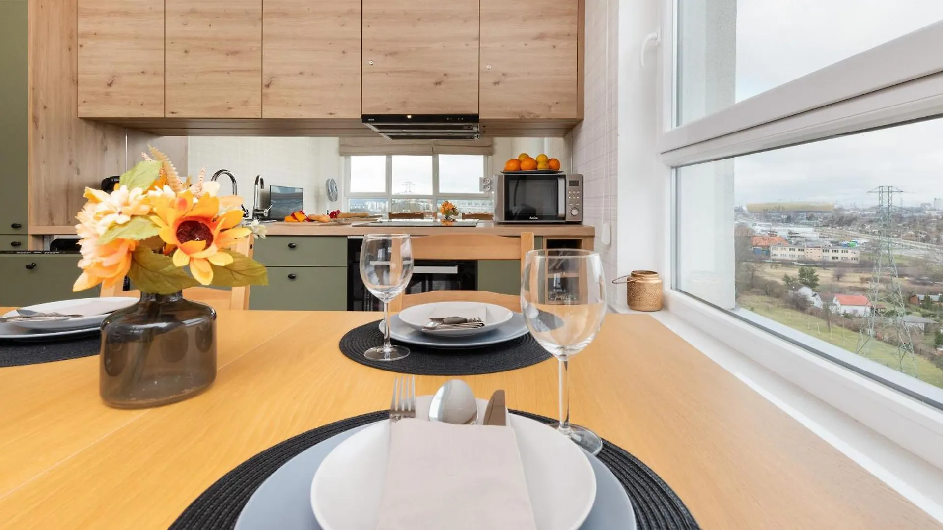 9Th Floor Green And Grey Apartment In Gdansk Brzezno With Two Bedrooms And Parking By Noclegi Renters